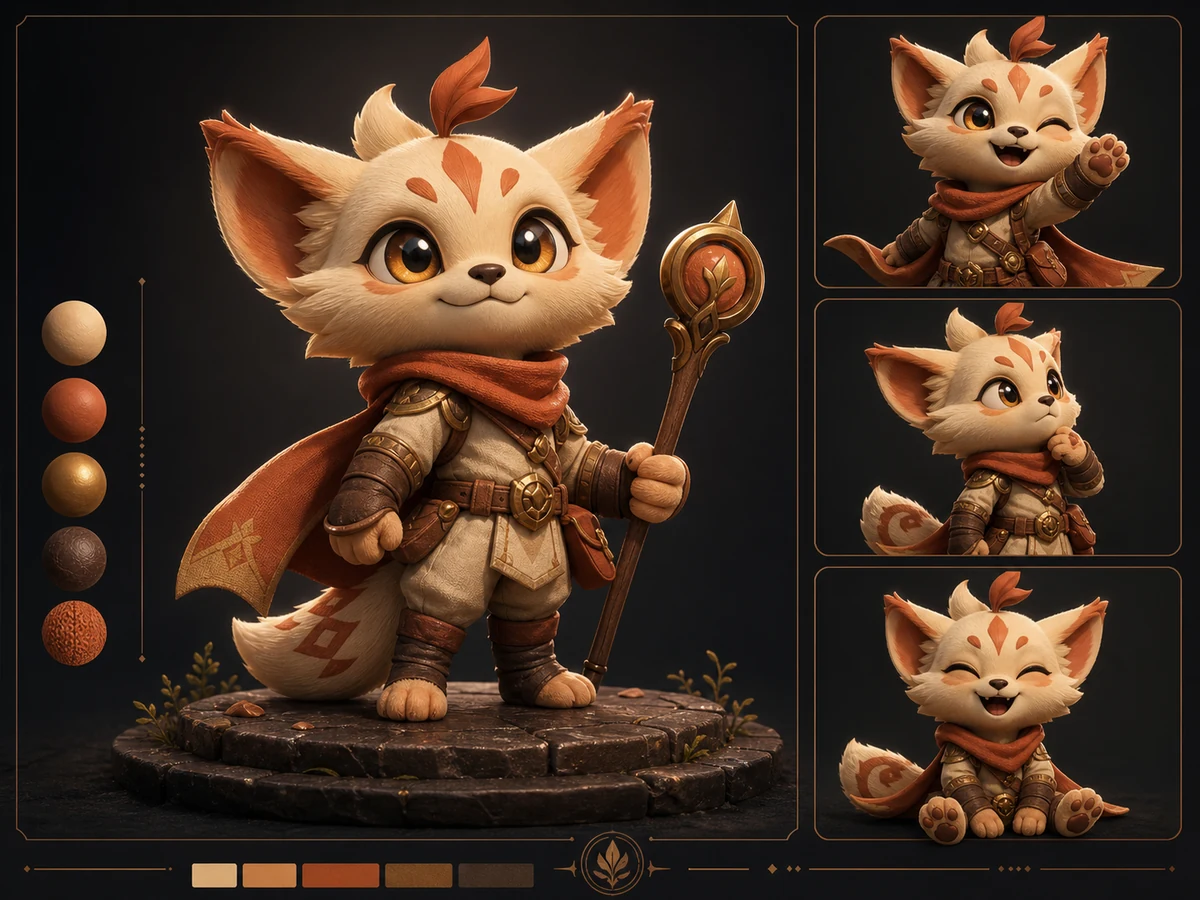Original generated V2 mascot concept with pose and expression variations.